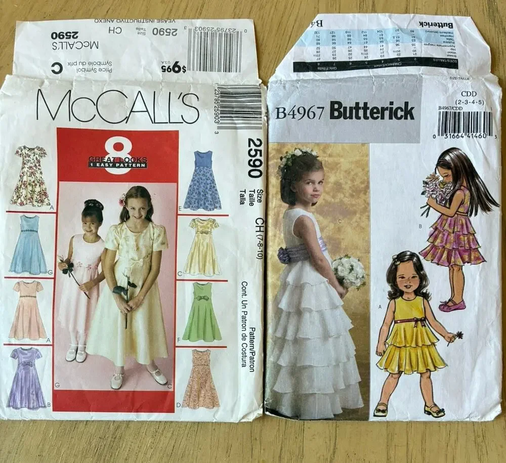 sew patterns special occasions Wedding pageants Easter flower girl dresses Lot 2